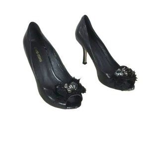 Miu Miu  Embellished Peep Toe Pump Heels